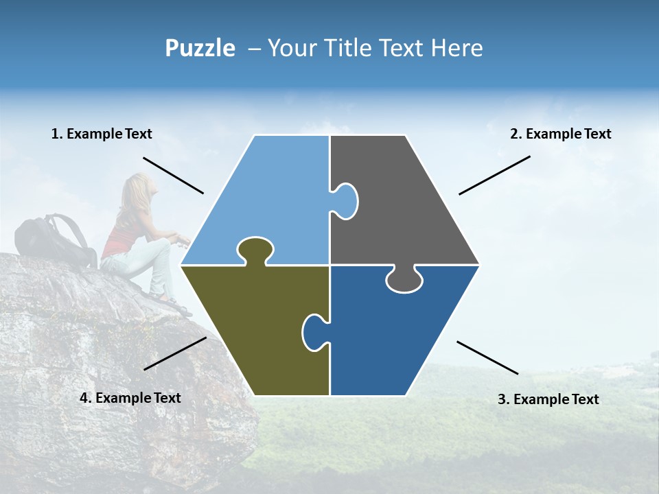 Adventure Sitting Backpack PowerPoint Template