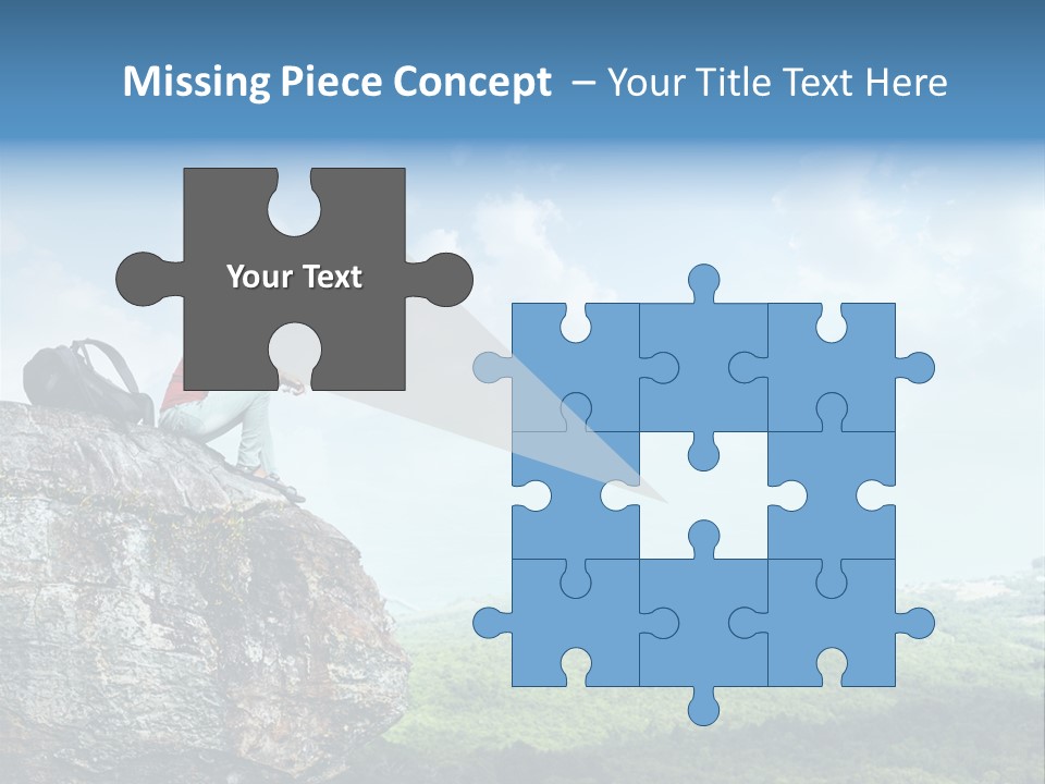 Adventure Sitting Backpack PowerPoint Template