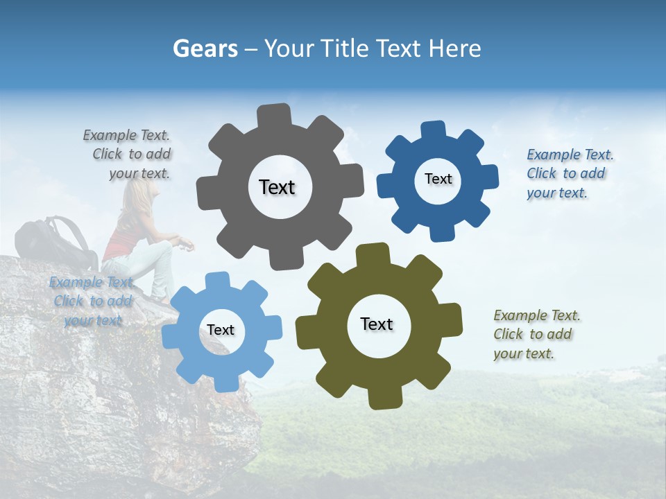 Adventure Sitting Backpack PowerPoint Template