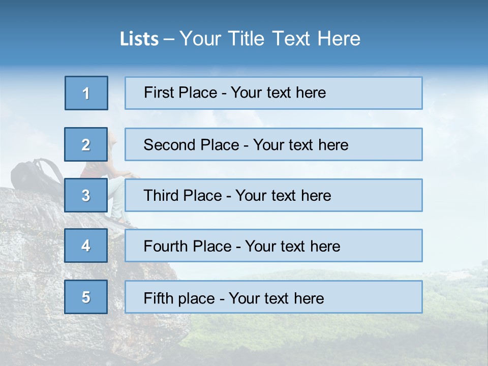 Adventure Sitting Backpack PowerPoint Template