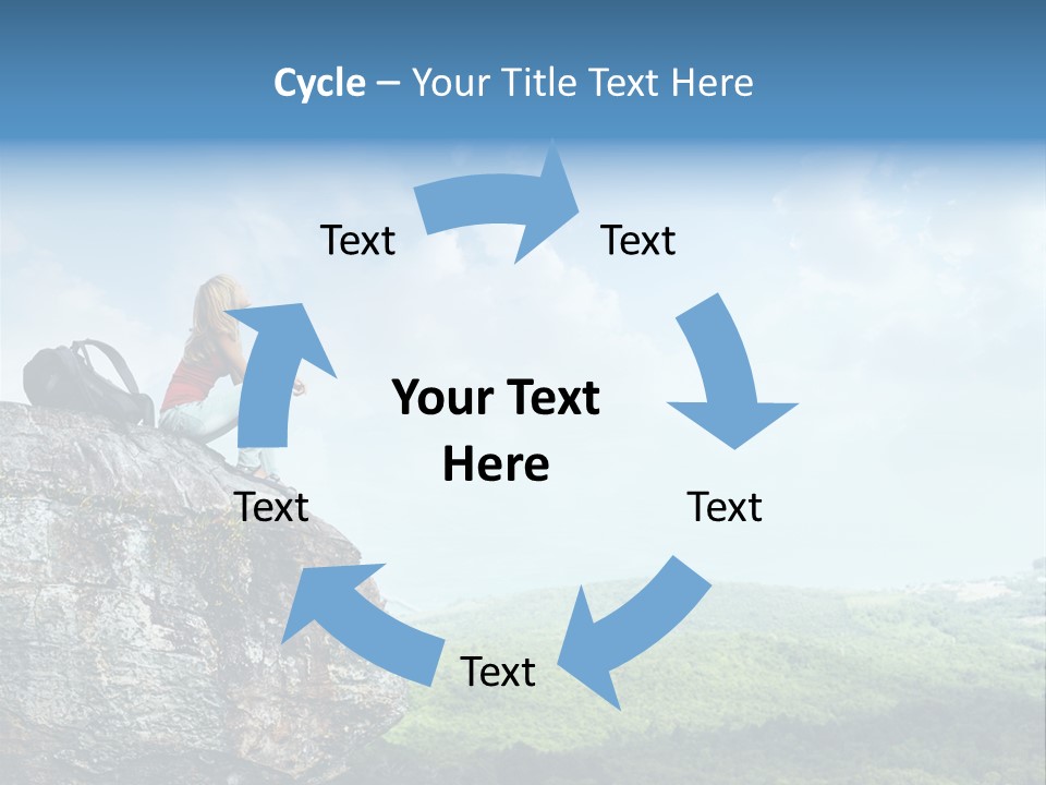 Adventure Sitting Backpack PowerPoint Template