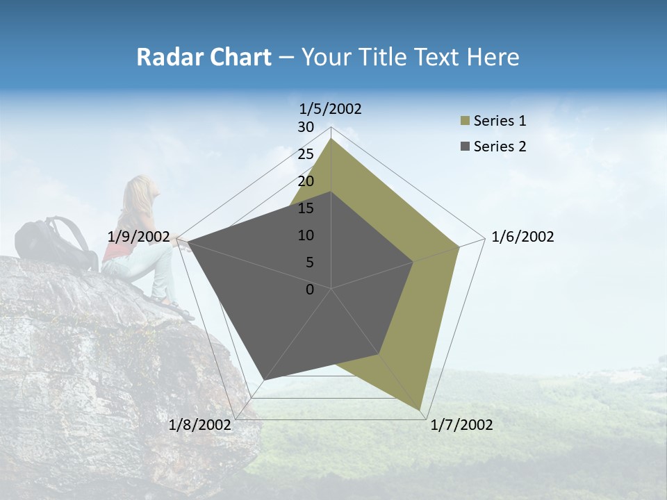 Adventure Sitting Backpack PowerPoint Template