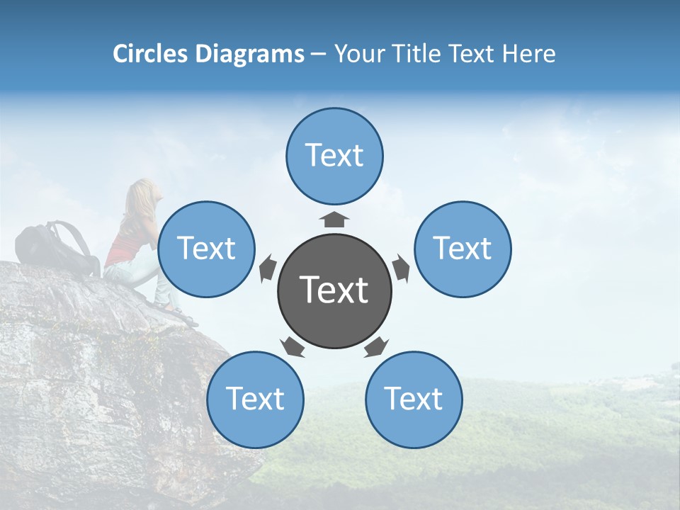 Adventure Sitting Backpack PowerPoint Template