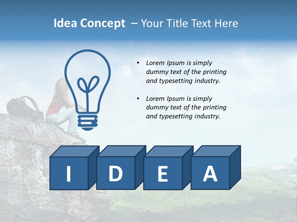 Adventure Sitting Backpack PowerPoint Template