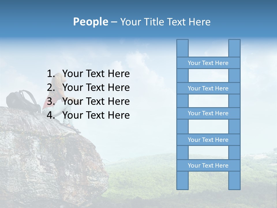 Adventure Sitting Backpack PowerPoint Template