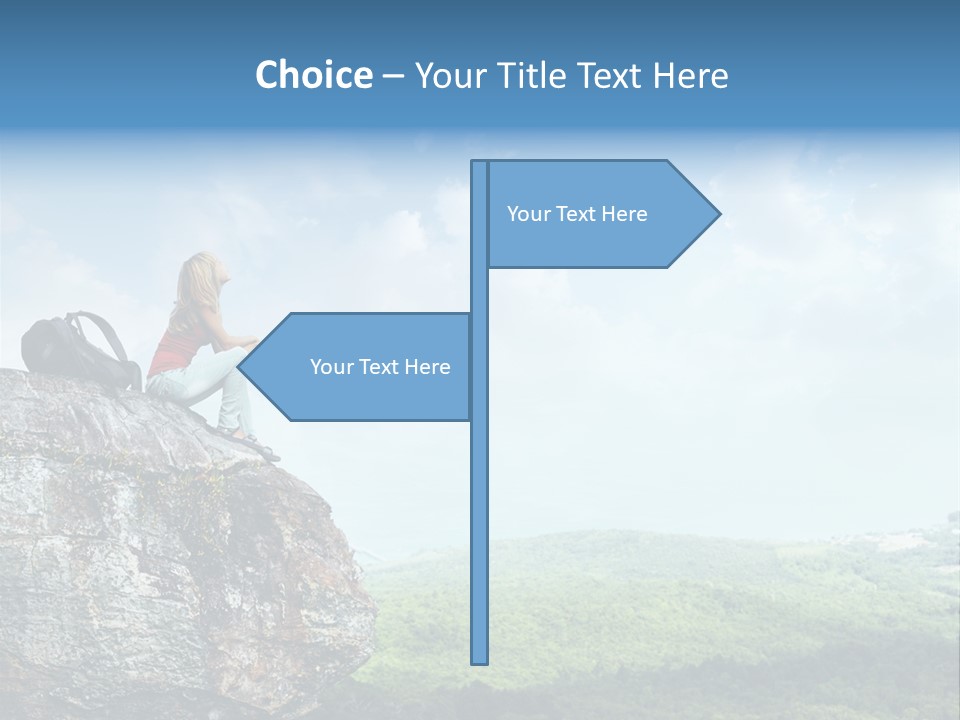 Adventure Sitting Backpack PowerPoint Template