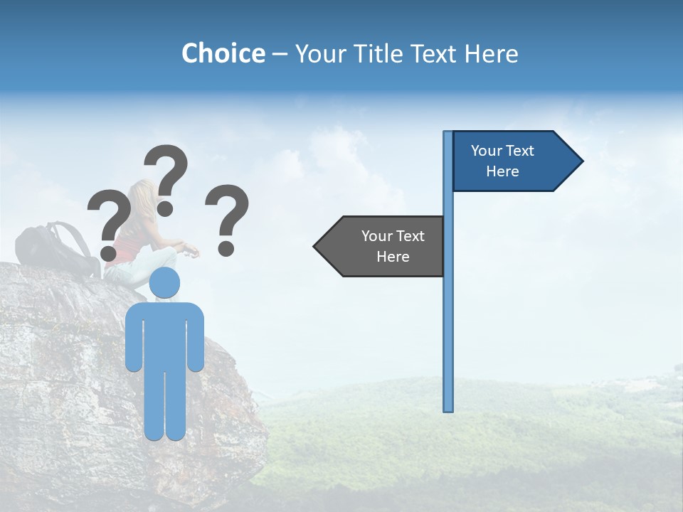 Adventure Sitting Backpack PowerPoint Template