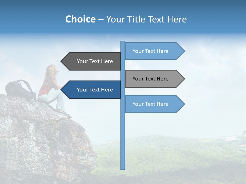 Adventure Sitting Backpack PowerPoint Template
