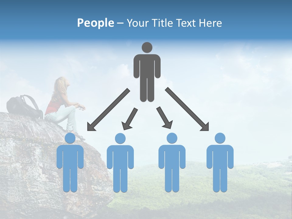 Adventure Sitting Backpack PowerPoint Template