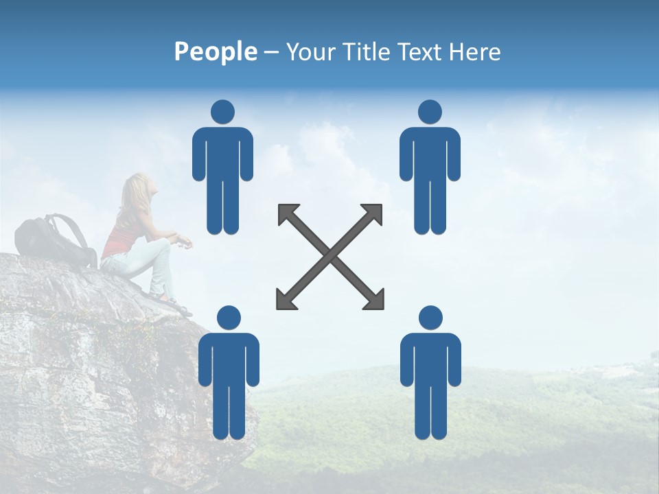 Adventure Sitting Backpack PowerPoint Template