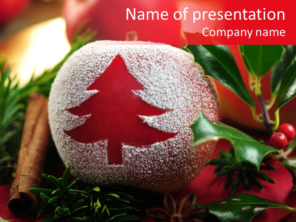 Christmas Winter Holly PowerPoint Template