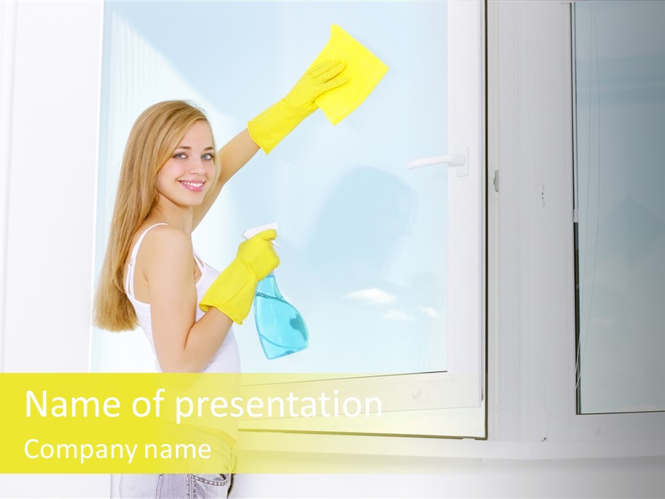 Youth Caucasian Window PowerPoint Template