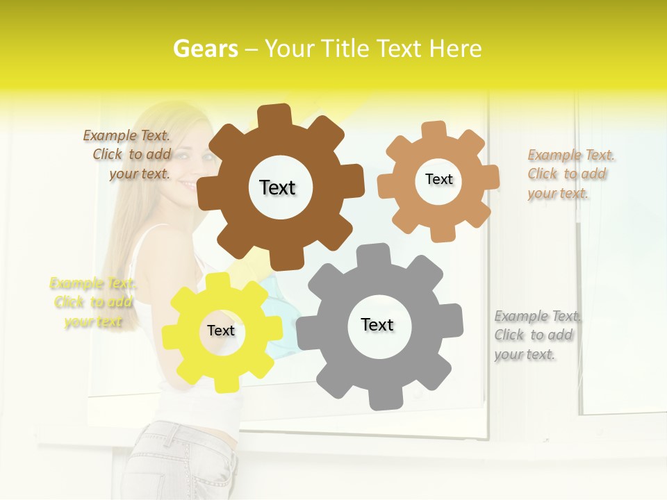 Youth Caucasian Window PowerPoint Template