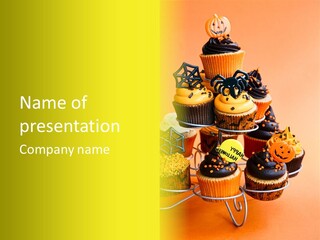 Cup Cake Buttercream Cakes PowerPoint Template