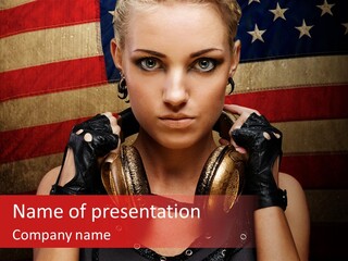 Attractive Headphone Grunge PowerPoint Template