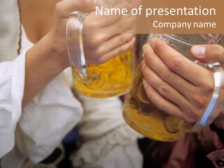 Drunk Female Outside PowerPoint Template