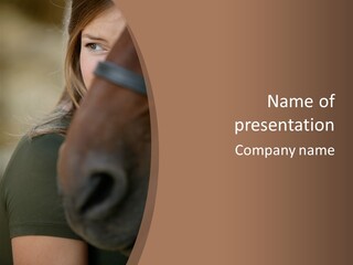 Brown Youngwoman Hiding PowerPoint Template