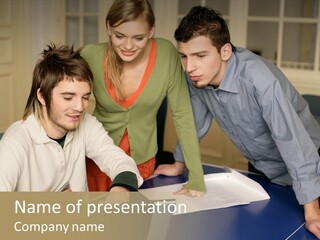 Male Youngwoman Print PowerPoint Template