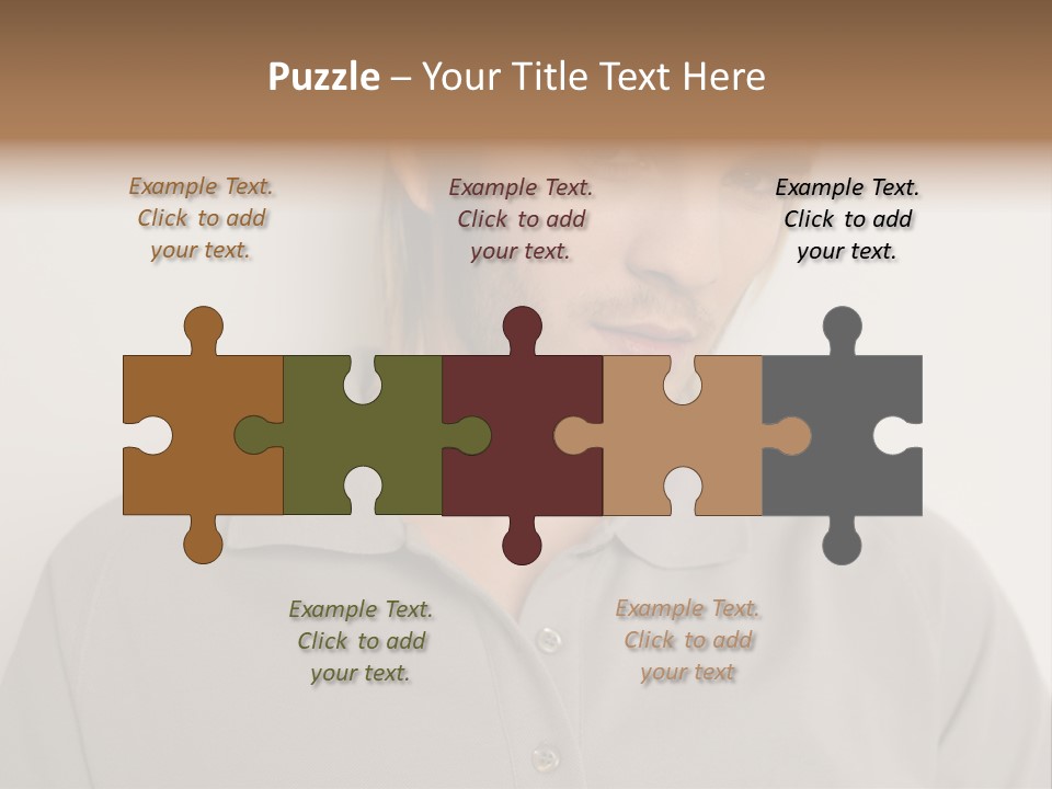 Young Man In A Grey Polo Shirt PowerPoint Template