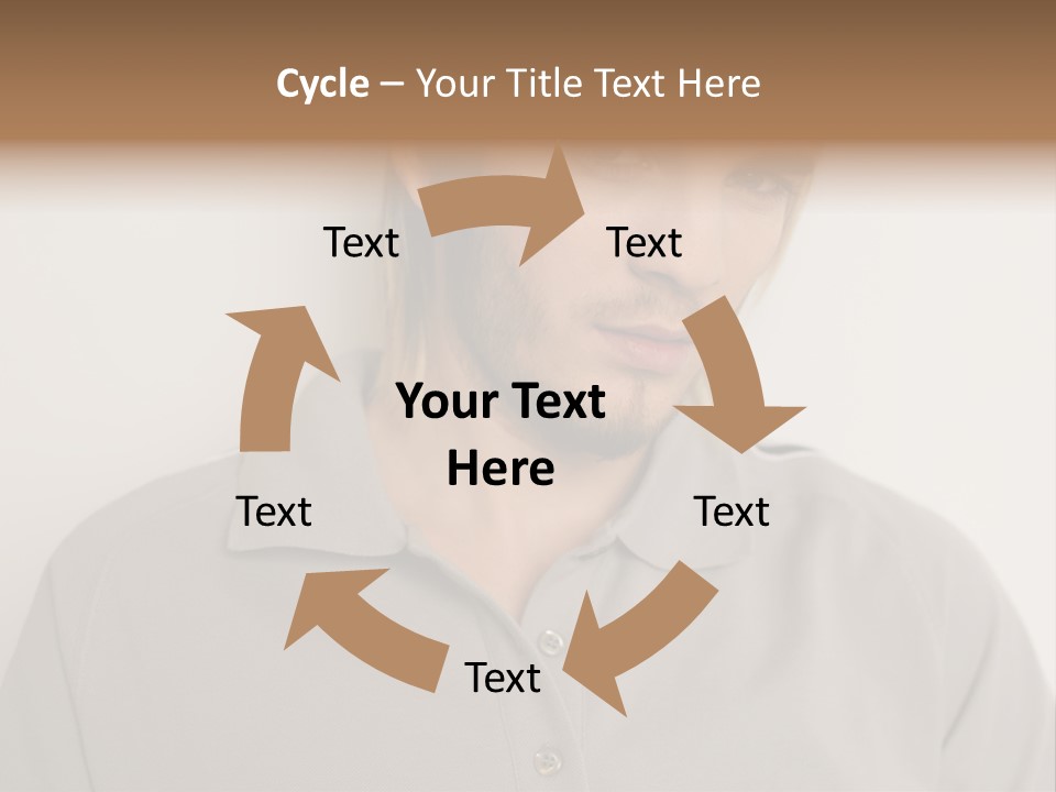 Young Man In A Grey Polo Shirt PowerPoint Template