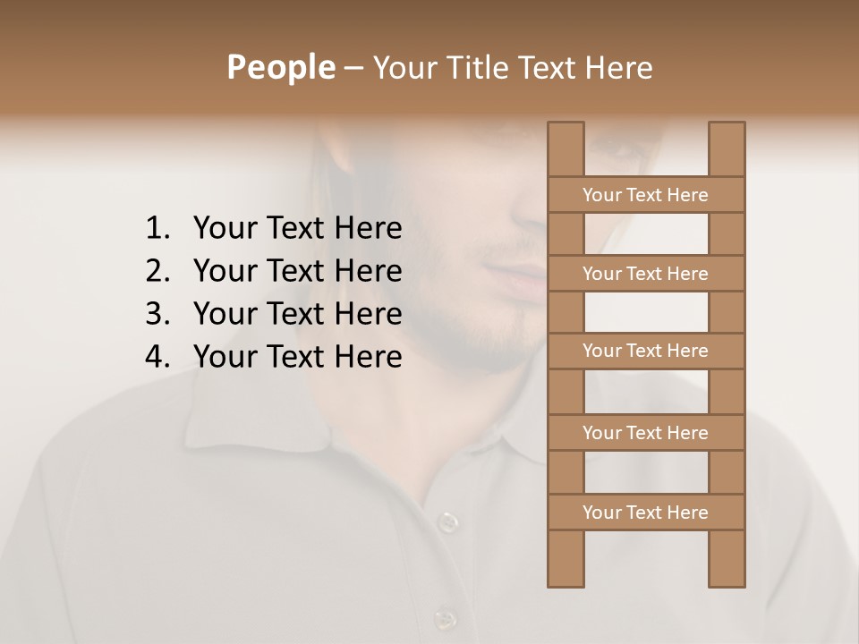 Young Man In A Grey Polo Shirt PowerPoint Template