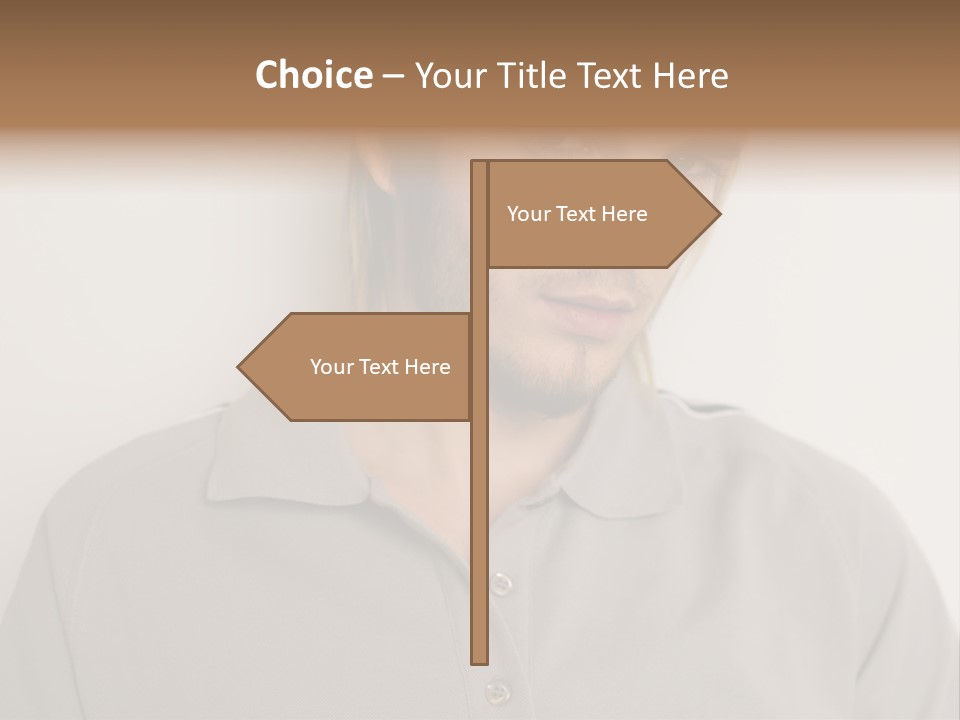 Young Man In A Grey Polo Shirt PowerPoint Template