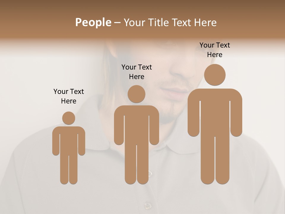 Young Man In A Grey Polo Shirt PowerPoint Template