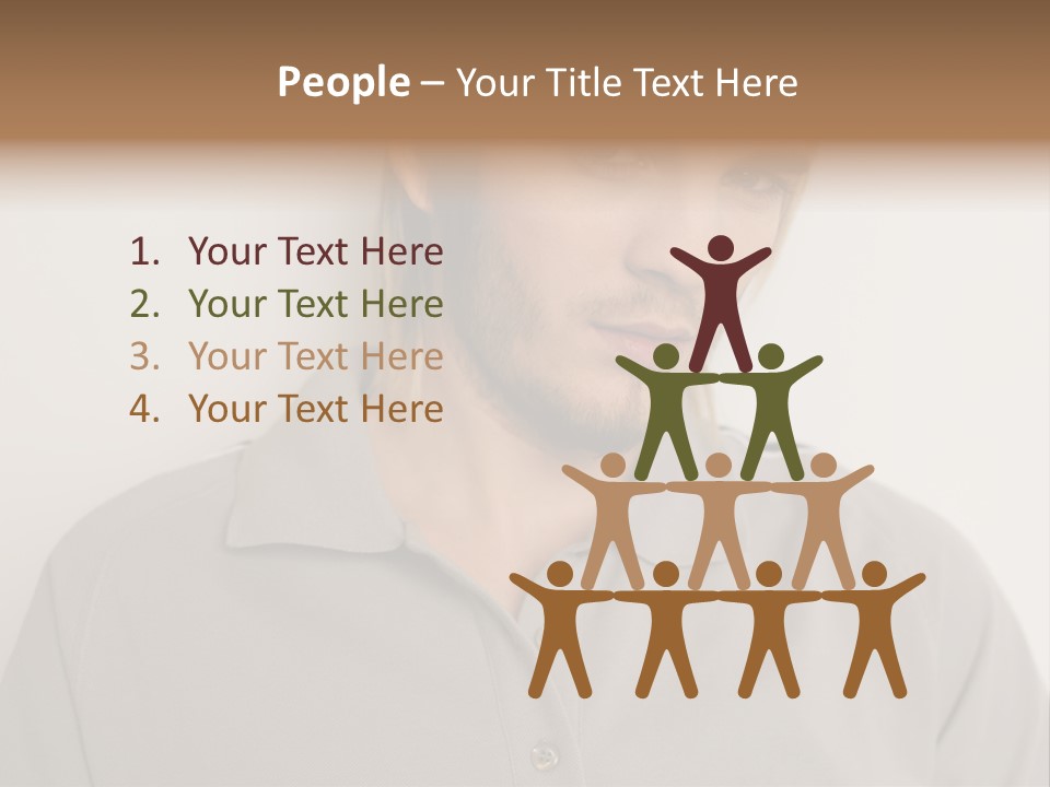 Young Man In A Grey Polo Shirt PowerPoint Template