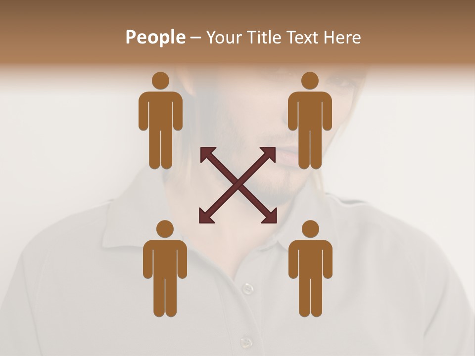 Young Man In A Grey Polo Shirt PowerPoint Template