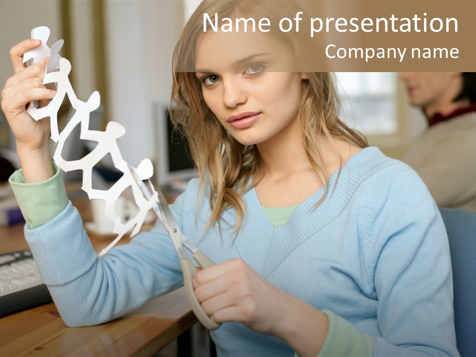 Woman Making A Paper Chain PowerPoint Template