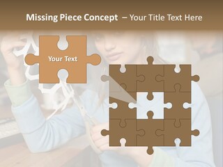 Woman Making A Paper Chain PowerPoint Template
