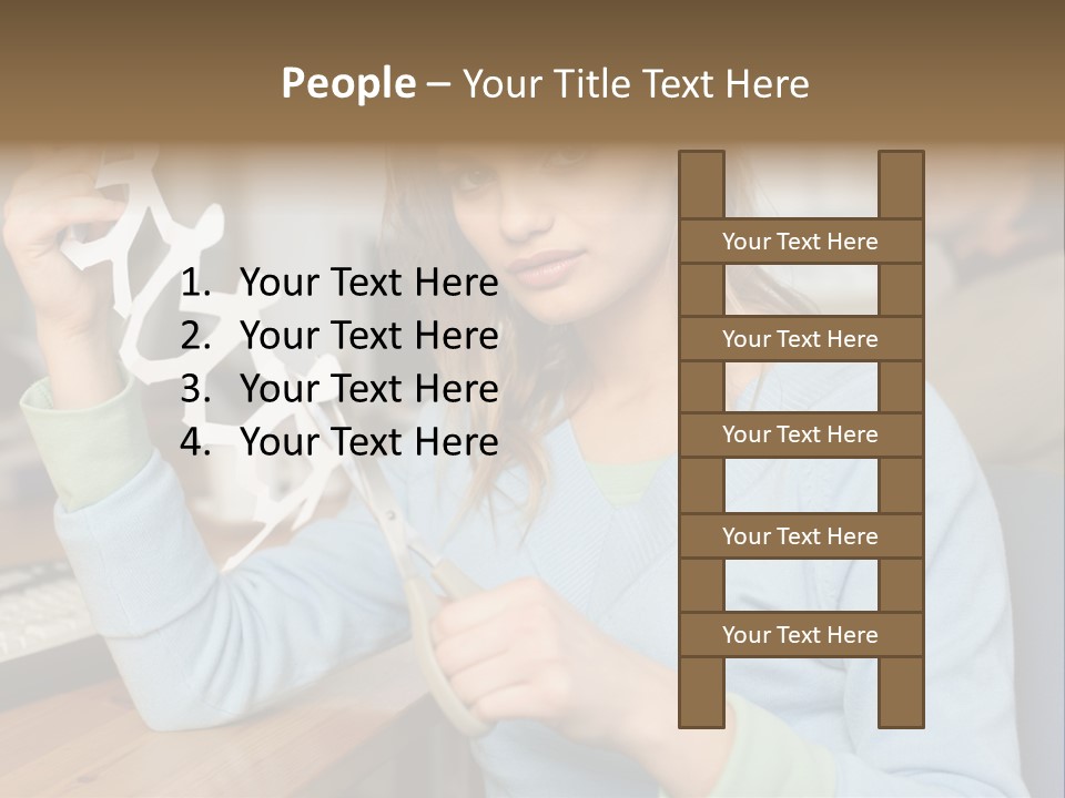 Woman Making A Paper Chain PowerPoint Template