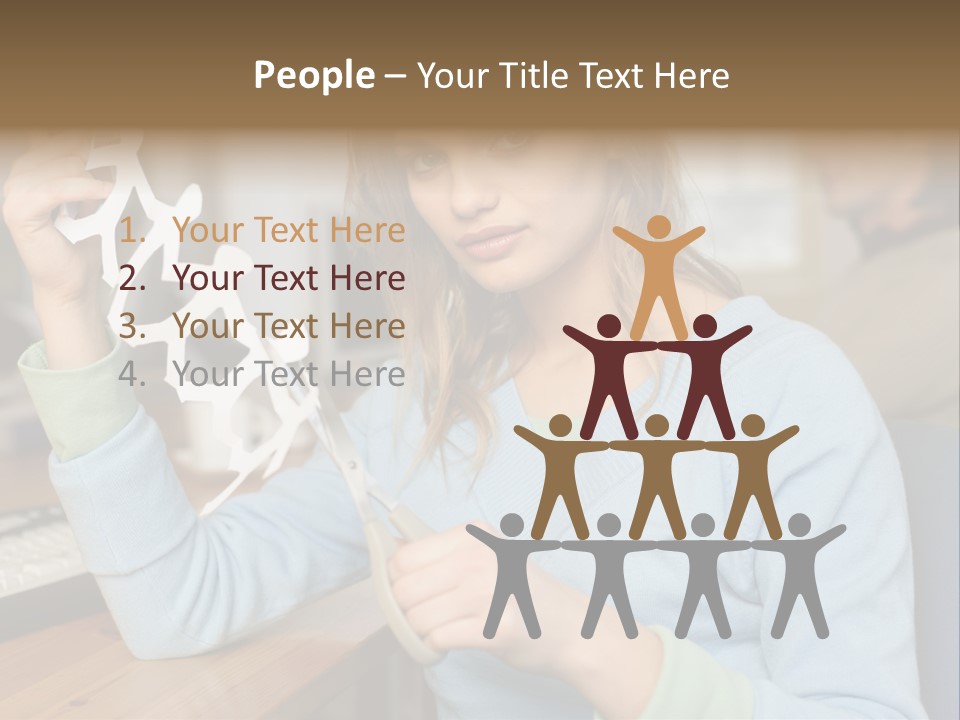 Woman Making A Paper Chain PowerPoint Template