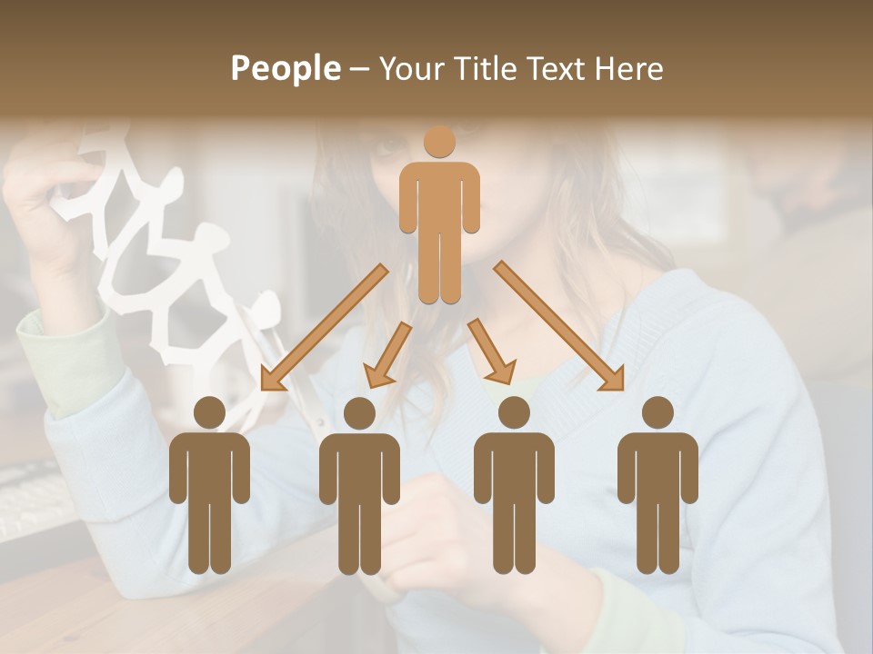 Woman Making A Paper Chain PowerPoint Template