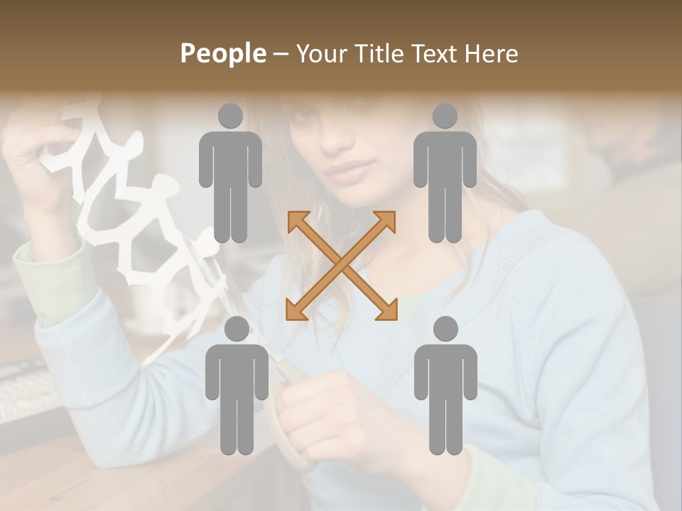Woman Making A Paper Chain PowerPoint Template