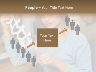 Woman Making A Paper Chain PowerPoint Template