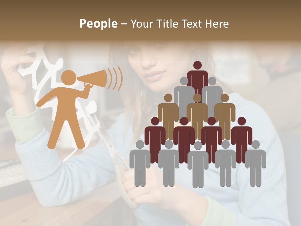 Woman Making A Paper Chain PowerPoint Template
