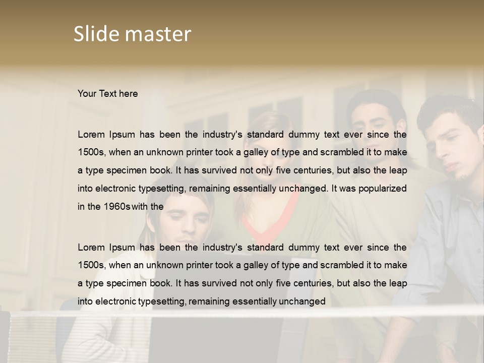 Colleagues Looking At Laptop Computer PowerPoint Template