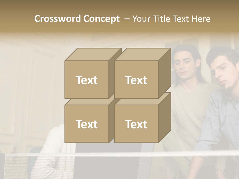 Colleagues Looking At Laptop Computer PowerPoint Template