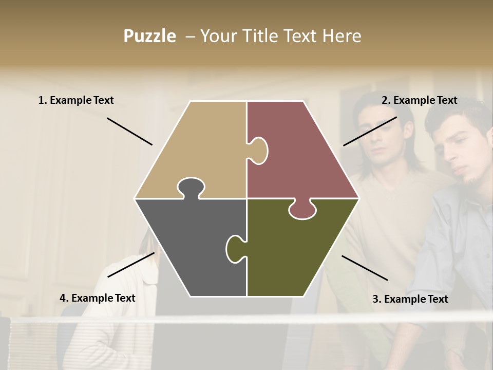 Colleagues Looking At Laptop Computer PowerPoint Template