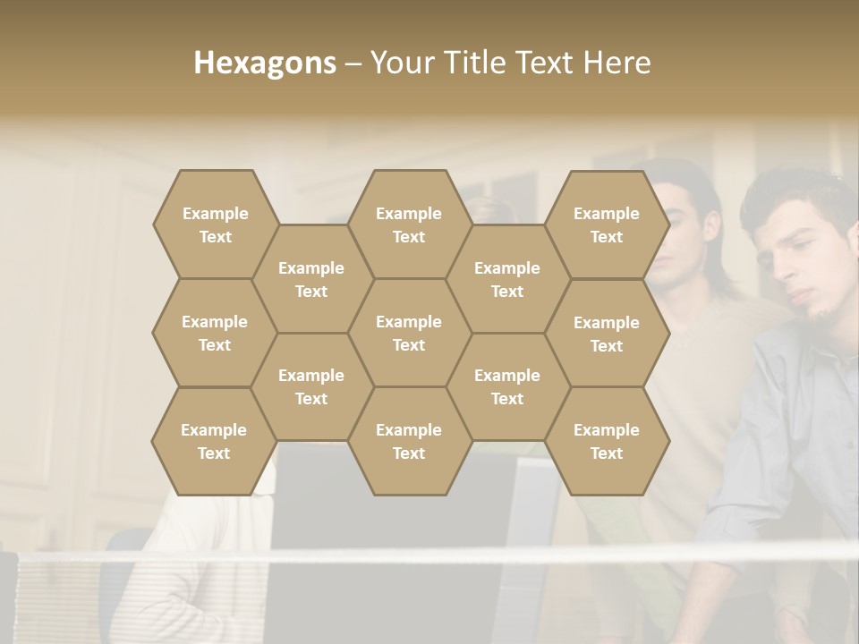 Colleagues Looking At Laptop Computer PowerPoint Template