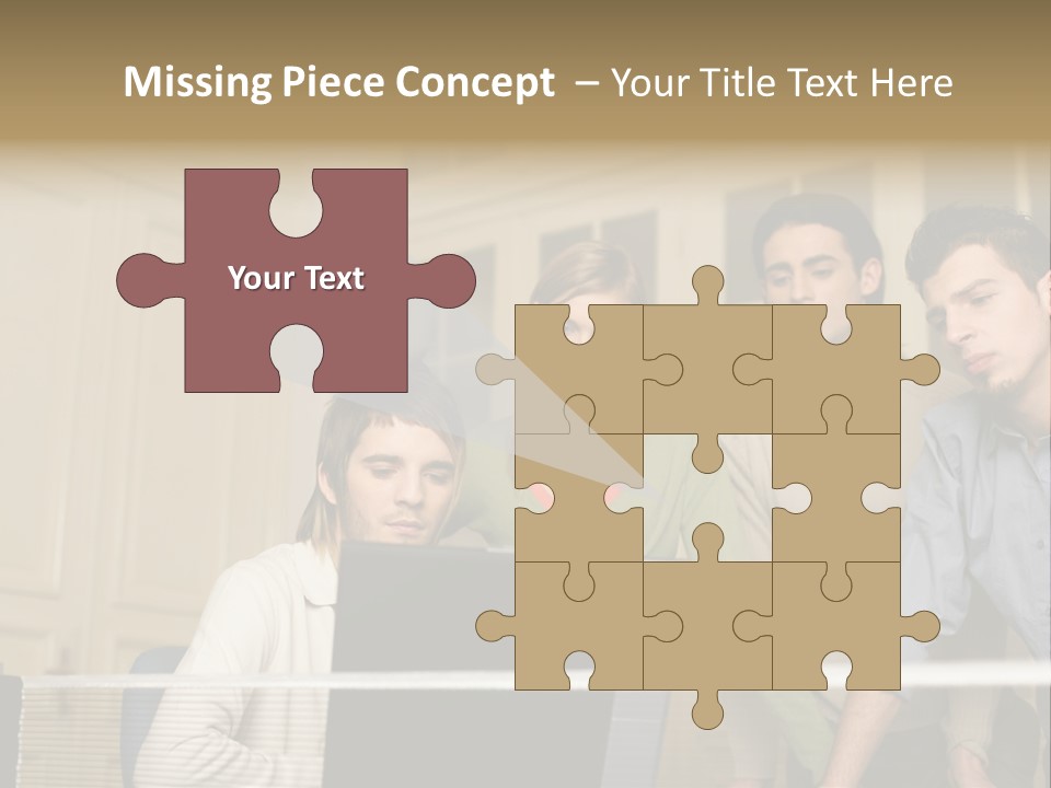 Colleagues Looking At Laptop Computer PowerPoint Template