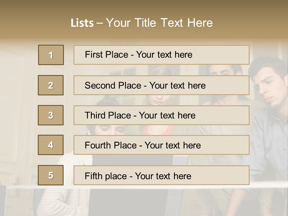 Colleagues Looking At Laptop Computer PowerPoint Template