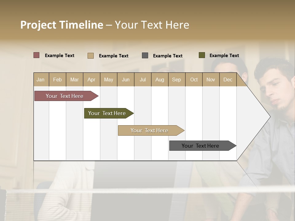 Colleagues Looking At Laptop Computer PowerPoint Template