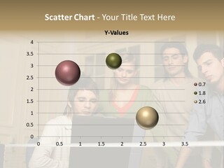 Colleagues Looking At Laptop Computer PowerPoint Template