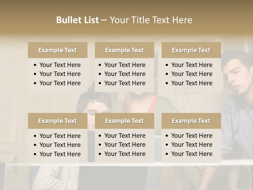 Colleagues Looking At Laptop Computer PowerPoint Template