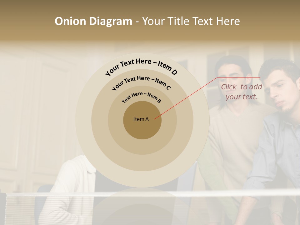 Colleagues Looking At Laptop Computer PowerPoint Template