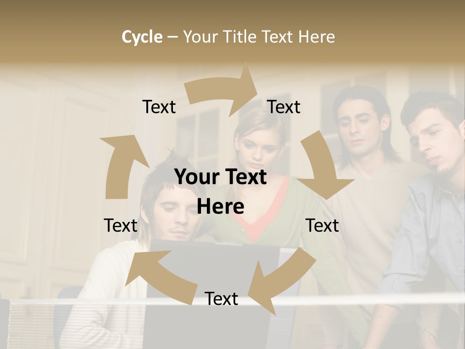 Colleagues Looking At Laptop Computer PowerPoint Template