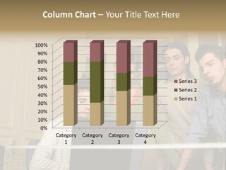 Colleagues Looking At Laptop Computer PowerPoint Template