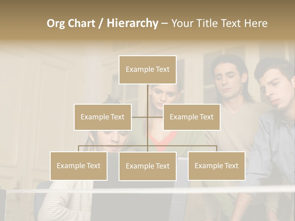 Colleagues Looking At Laptop Computer PowerPoint Template